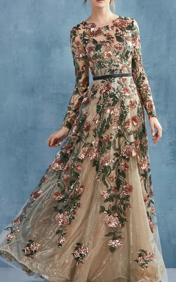 0926 | Dresses | Sequin Floral Pattern A Line Formal Evening Mother Of The  Bride Dress | Poshmark